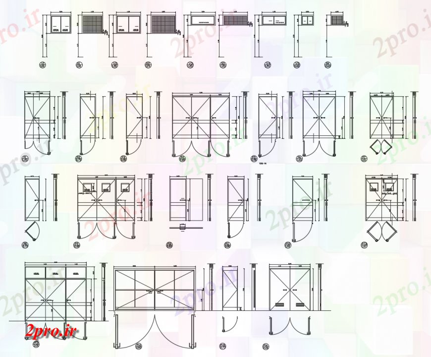 دانلود نقشه جزئیات طراحی در و پنجره  بیمارستان های متعدد تمام درها و پنجره بلوک نما  (کد119191)