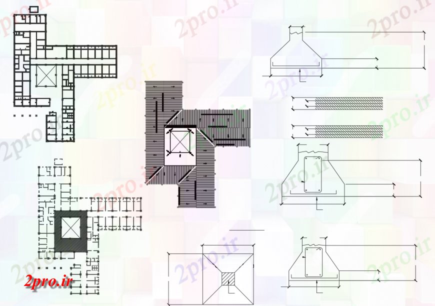 دانلود نقشه طراحی جزئیات ساختار بنیاد طرح، طرحی فریم و ساختار جزئیات از بیمارستان ساخت (کد119192)