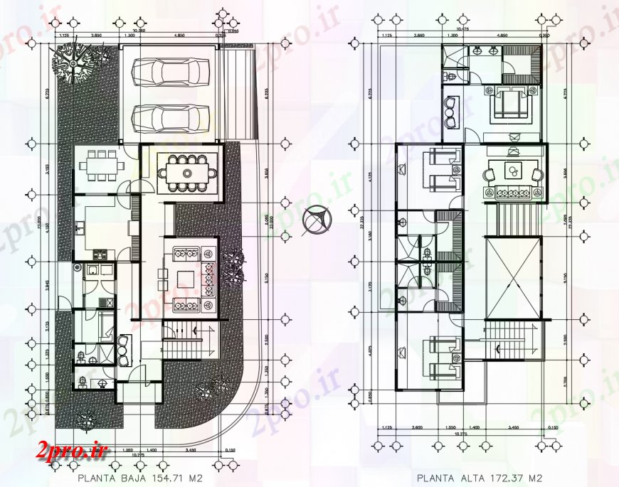 دانلود نقشه مسکونی ، ویلایی ، آپارتمان زمین و اولین جزئیات طرحی طبقه از یک خانواده خانه مسکونی 10 در 22 متر (کد119199)