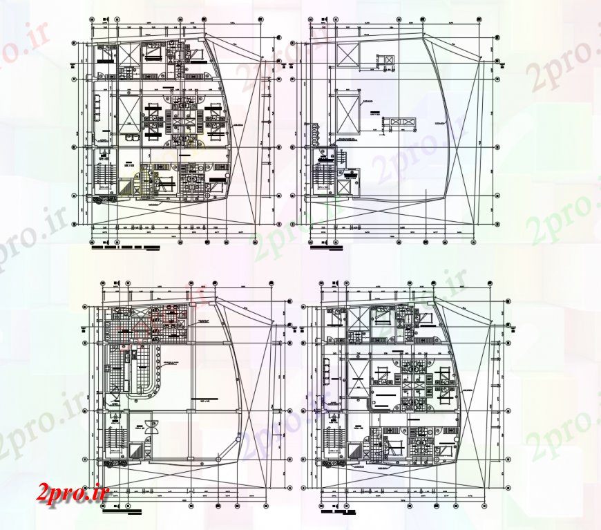 دانلود نقشه هتل - رستوران - اقامتگاه تجملات و چند دان طرحی طبقه هتل توزیع طراحی جزئیات 12 در 17 متر (کد119214)