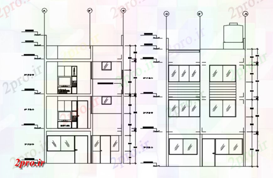 دانلود نقشه مسکونی ، ویلایی ، آپارتمان از مدل خانه های شهری 6 در 20 متر (کد119233)