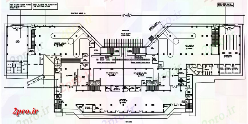 دانلود نقشه معماری معروف ساختمان فرودگاه Quetta 46 در 98 متر (کد119238)