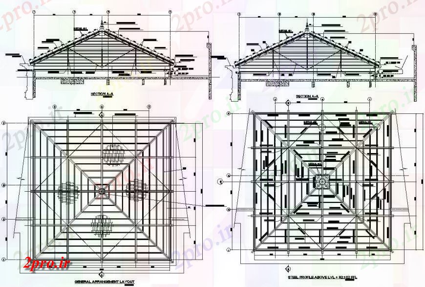 دانلود نقشه جزئیات ساخت و ساز طرحی سقف و جزئیات مقطعی  (کد119267)