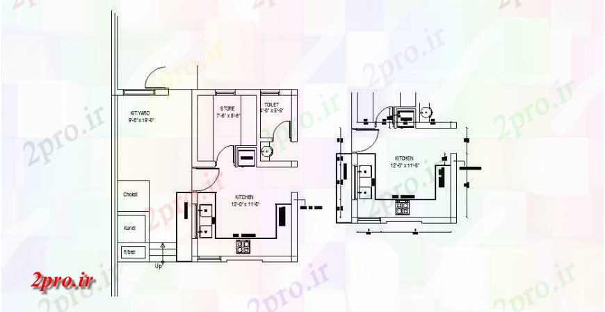 دانلود نقشه آشپزخانه یک خانواده طراحی خانه آشپزخانه و طرحی مبلمان  (کد119279)
