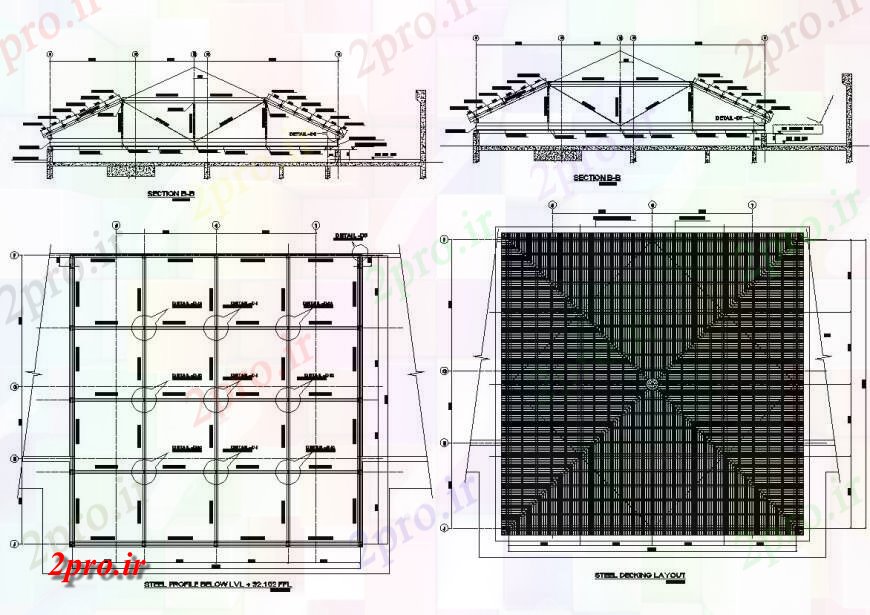 دانلود نقشه جزئیات ساخت و ساز قالب های فولادی و ساختار سقف جزئیات  (کد119283)