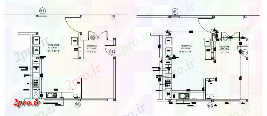 دانلود نقشه آشپزخانه شخصی و آشپزخانه به طور کلی طراحی های (کد119294)