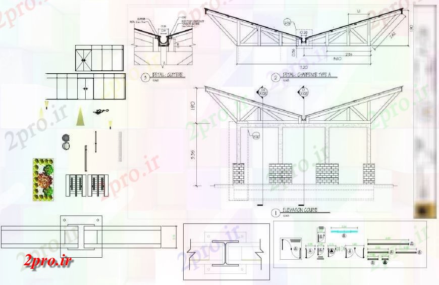دانلود نقشه جزئیات ساخت و ساز واحدهای ساختاری بلوک بام 11 در 37 متر (کد119322)