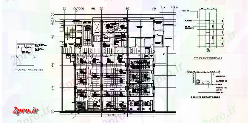 دانلود نقشه ساختمان اداری - تجاری - صنعتی بخش طرحی توزیع نمونه جزئیات ساختمان شرکت های بزرگ 24 در 28 متر (کد119359)