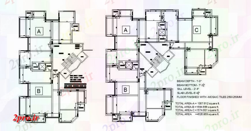 دانلود نقشه مسکونی ، ویلایی ، آپارتمان زمین و برنامه ریزی فریم طبقه اول جزئیات تقسیم خانه 26 در 26 متر (کد119363)