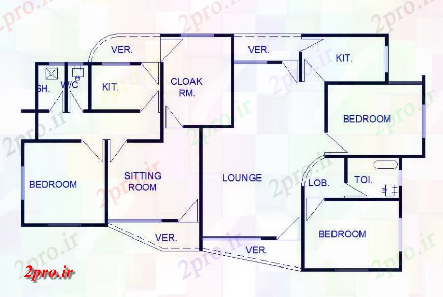 دانلود نقشه مسکونی ، ویلایی ، آپارتمان سه اتاق خواب خانه های مسکونی طرحی معماری طرح 15 در 23 متر (کد119368)