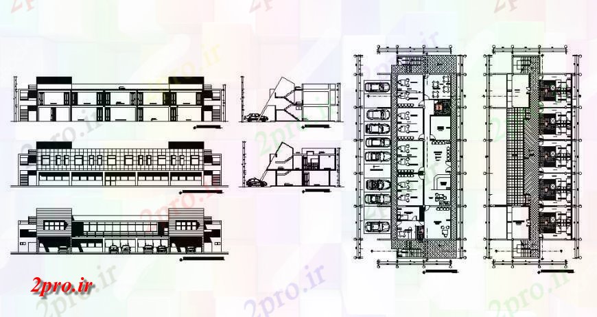 دانلود نقشه هتل - رستوران - اقامتگاه Huancay هتل چند طبقه ساخت نما، بخش و طرحی طبقه 13 در 37 متر (کد119431)