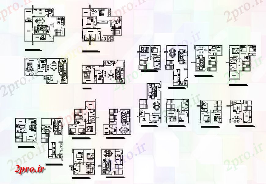دانلود نقشه مسکونی  ، ویلایی ، آپارتمان  خانه های مسکونی چند طرحی جزئیات طرحی از آپارتمان   ساخت و ساز (کد119465)