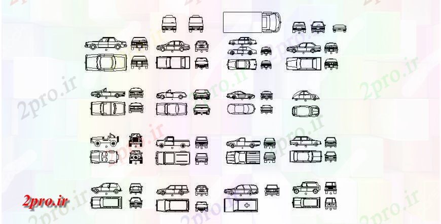 دانلود نقشه بلوک وسایل نقلیه ماشین و خودرو بلوک مشترک دیگر  (کد119490)