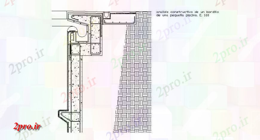 دانلود نقشه طراحی جزئیات ساختار مرز شنا ساختار سازنده  (کد119491)