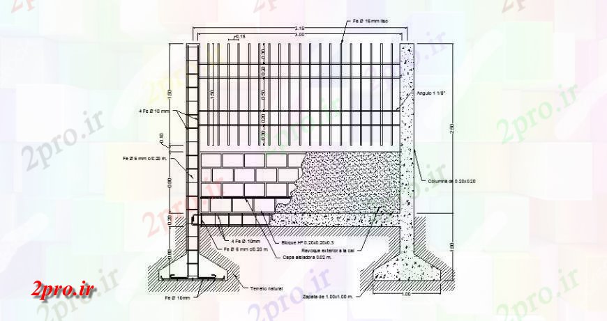 دانلود نقشه طراحی جزئیات ساختار دیوار و دروازه ساختار سازنده  (کد119503)