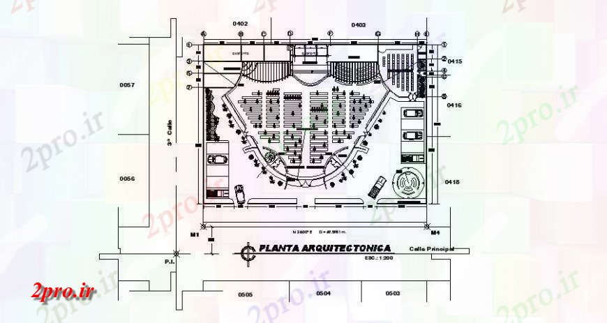 دانلود نقشه تئاتر چند منظوره - سینما - سالن کنفرانس - سالن همایشسالن سالن طرحی معماری طرحی 35 در 50 متر (کد119527)
