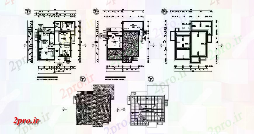 دانلود نقشه مسکونی  ، ویلایی ، آپارتمان  طبقه توزیع طرح، طرحی پوشش و پوشش سقف جزئیات خانه کوچک (کد119529)