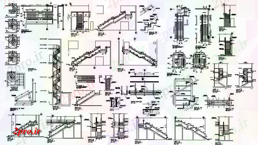 دانلود نقشه جزئیات پله و راه پله   راه پله جزئیات دو بعدی   ساخت و ساز  طرح (کد119581)