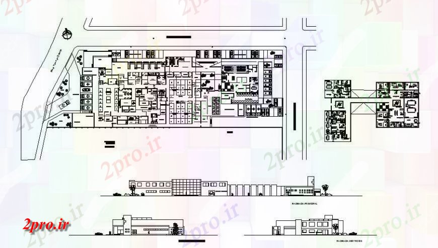 دانلود نقشه بیمارستان - درمانگاه - کلینیک طرحی طبقه و نما بیمارستان ساختمان 36 در 55 متر (کد119613)