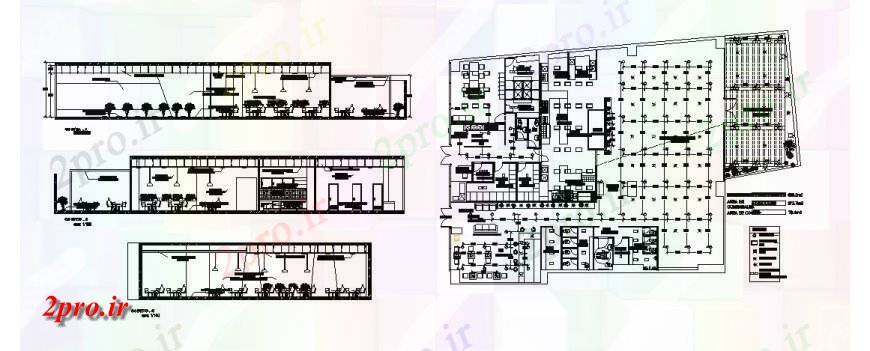 دانلود نقشه هتل - رستوران - اقامتگاه رستوران تمام بخش و طرحی توزیع طرفه 20 در 31 متر (کد119682)