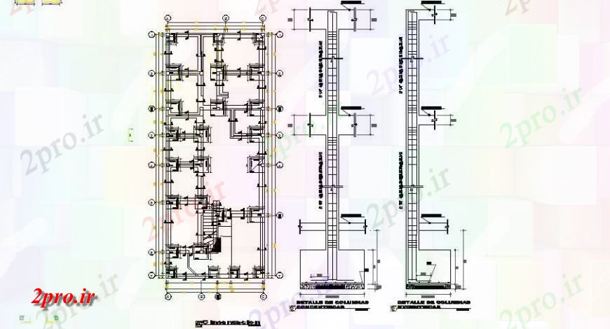 دانلود نقشه طراحی جزئیات ساختار بنیاد ساخت و ساز طرحی با ستون و ساختار آوردن خانه (کد119702)