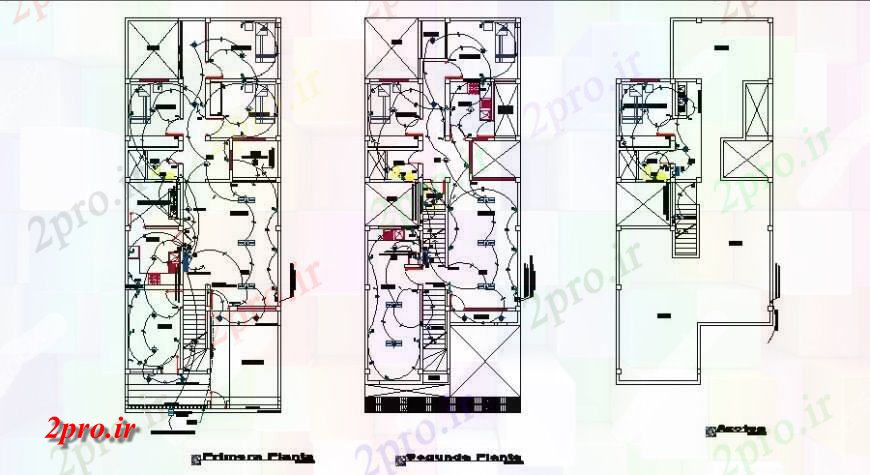 دانلود نقشه برق مسکونی برق طرحی نصب و راه اندازی و طرحی طبقه جزئیات یک خانواده خانه 8 در 18 متر (کد119707)