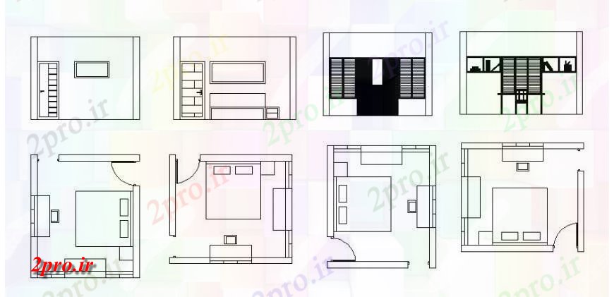 دانلود نقشه حمام مستر نما اتاق خواب های متعدد و طرحی های (کد119719)