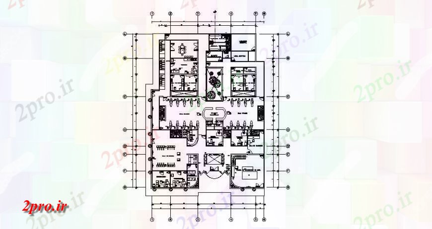 دانلود نقشه بیمارستان - درمانگاه - کلینیک اولین طراحی طبقه از بیمارستان زیستی پزشکی با تجهیزات 27 در 37 متر (کد119749)