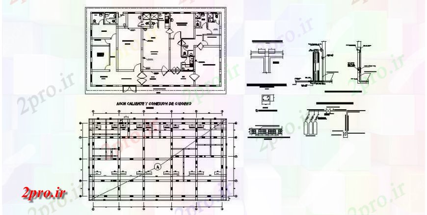 دانلود نقشه بیمارستان - درمانگاه - کلینیک نصب و راه اندازی لوله کشی، طرحی طبقه و ساختار جزئیات از بیمارستان ساخت 29 در 32 متر (کد119759)