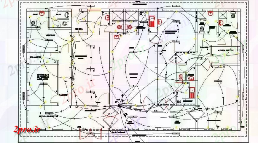 دانلود نقشه بیمارستان - درمانگاه - کلینیک طراحی های الکتریکی، اولین جزئیات طرحی طبقه از بیمارستان طراحی جزئیات 29 در 32 متر (کد119763)