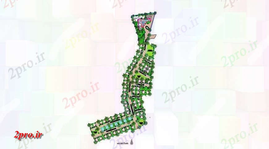 دانلود نقشه برنامه ریزی شهری محوطه سازی و جزئیات منطقه دو بعدی  رسم  acd (کد119797)