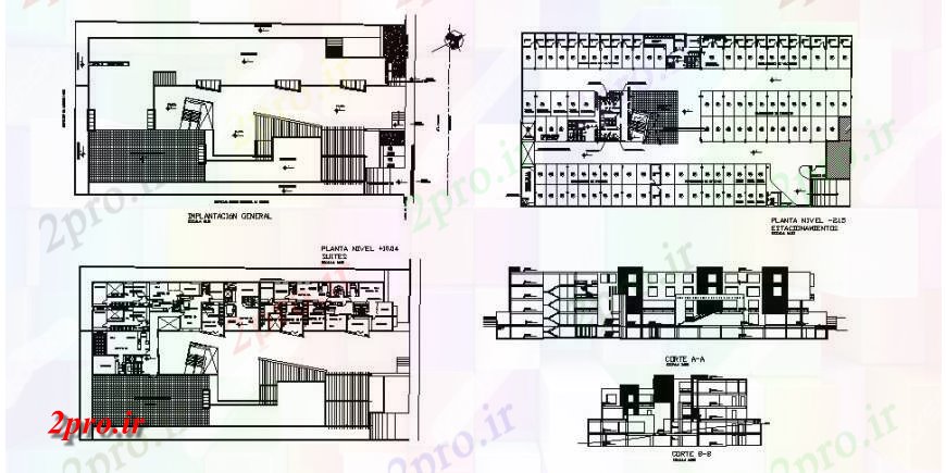 دانلود نقشه مسکونی  ، ویلایی ، آپارتمان  ساختمان آپارتمان   چند خانواده با بخش فروشگاه ها، مفهوم و طرحی طبقه  (کد119832)