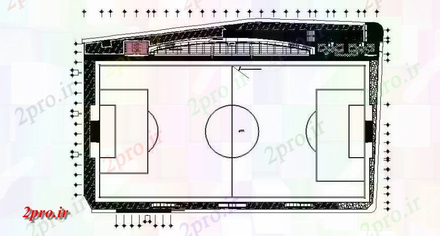 دانلود نقشه ورزشگاه ، سالن ورزش ، باشگاه ورزشی زمین معماری طراحی های 60 در 93 متر (کد119837)
