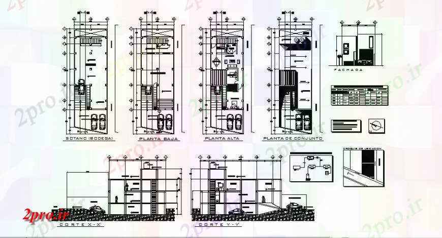 دانلود نقشه مسکونی  ، ویلایی ، آپارتمان  ساختمان مسکونی با فروشگاه بخش تجاری و کف طرحی های (کد119839)