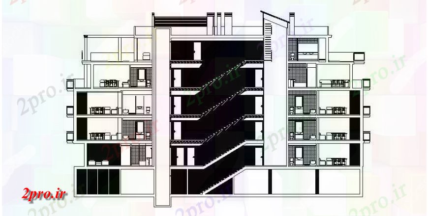 دانلود نقشه مسکونی  ، ویلایی ، آپارتمان  جزئیات مقطعی جانبی چند طبقه آپارتمان   ساختمان  (کد119843)