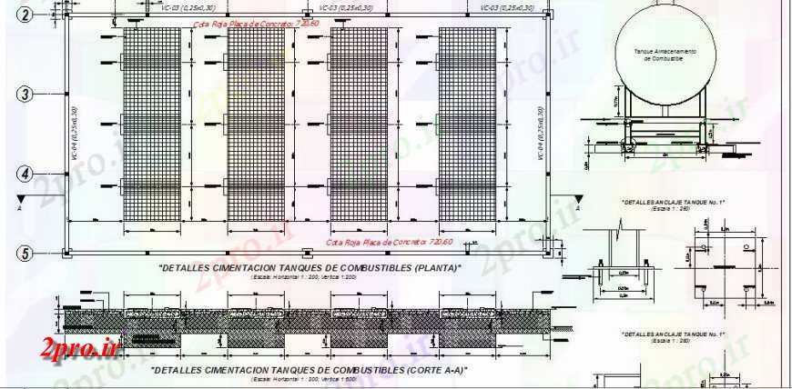 دانلود نقشه طراحی جزئیات ساختار ساختار مخزن سوخت طرحی پایه و اساس و ساختار طراحی جزئیات سازنده 51 در 52 متر (کد119866)