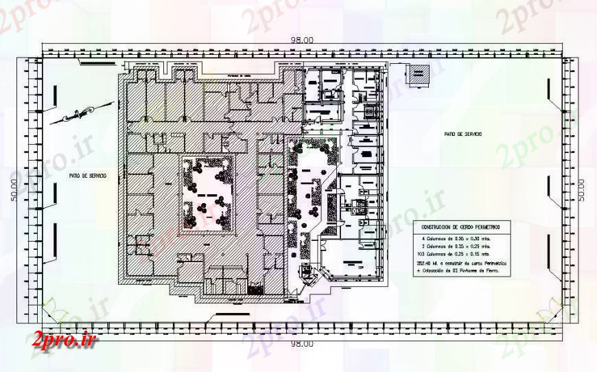 دانلود نقشه بیمارستان - درمانگاه - کلینیک مساحت موثر و توزیع جزئیات عمومی بیمارستان ساخت 39 در 48 متر (کد119923)