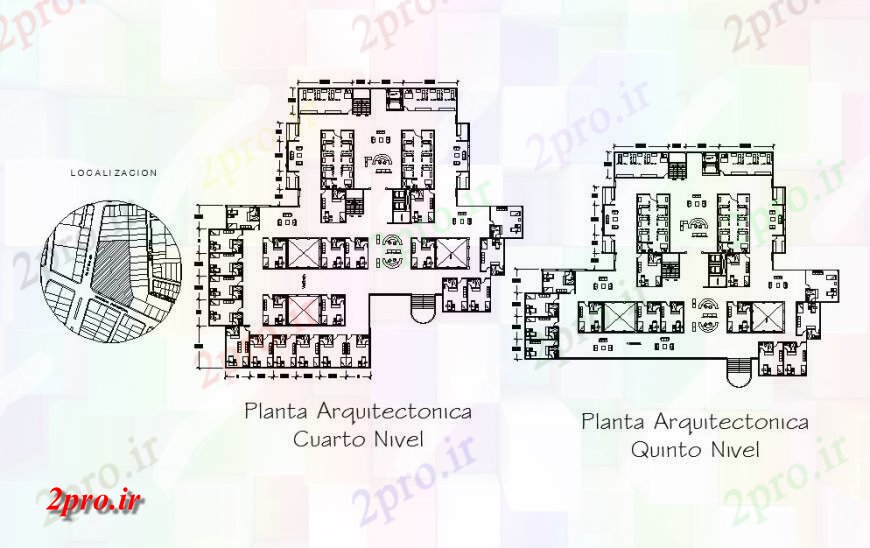 دانلود نقشه بیمارستان - درمانگاه - کلینیک چهارم و پنجم طرحی طبقه جزئیات طرحی بیمارستان چند طبقه ساخت 62 در 76 متر (کد119948)