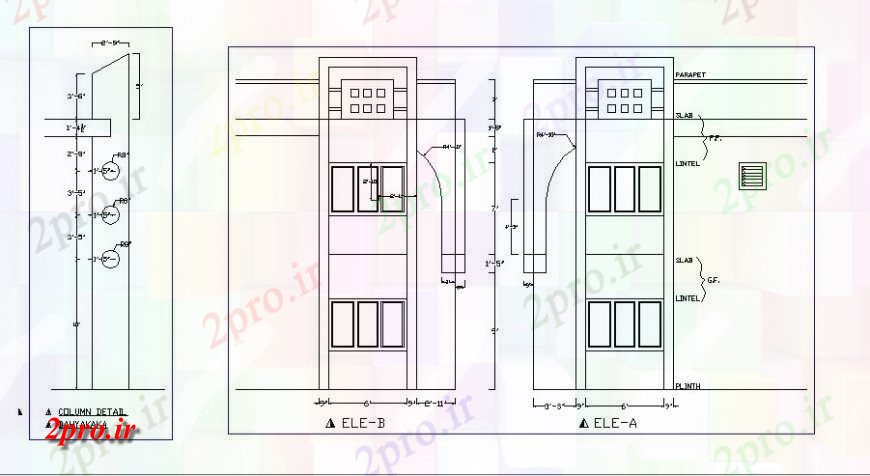 دانلود نقشه جزئیات طراحی در و پنجره  اصلی درب نما و نصب و راه اندازی جزئیات برای خانه مسکونی (کد119983)