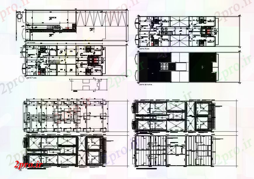دانلود نقشه هایپر مارکت - مرکز خرید - فروشگاه مرکز خرید ساخت و ساز طرحی طبقه و ساختار طراحی جزئیات 10 در 25 متر (کد119998)
