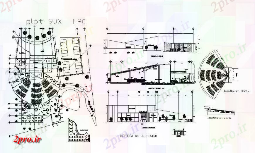 دانلود نقشه تئاتر چند منظوره - سینما - سالن کنفرانس - سالن همایشتماشاگر نما تئاتر، بخش، برنامه ریزی و خودکار جزئیات طراحی 34 در 57 متر (کد120037)