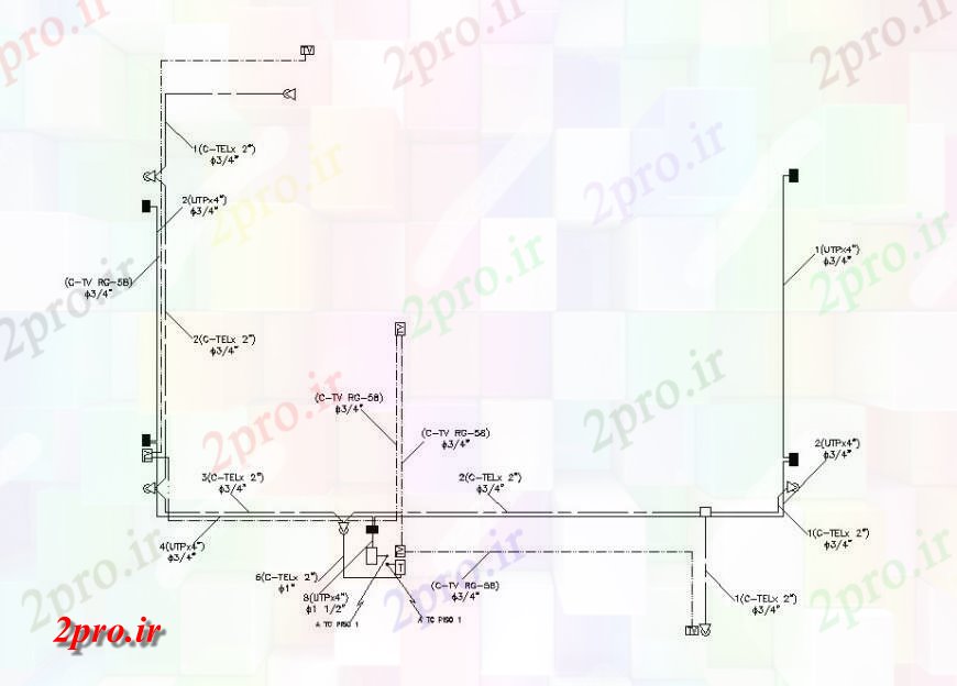دانلود نقشه برق مسکونی طبقه سوم جزئیات طراحی برق خانه (کد120058)