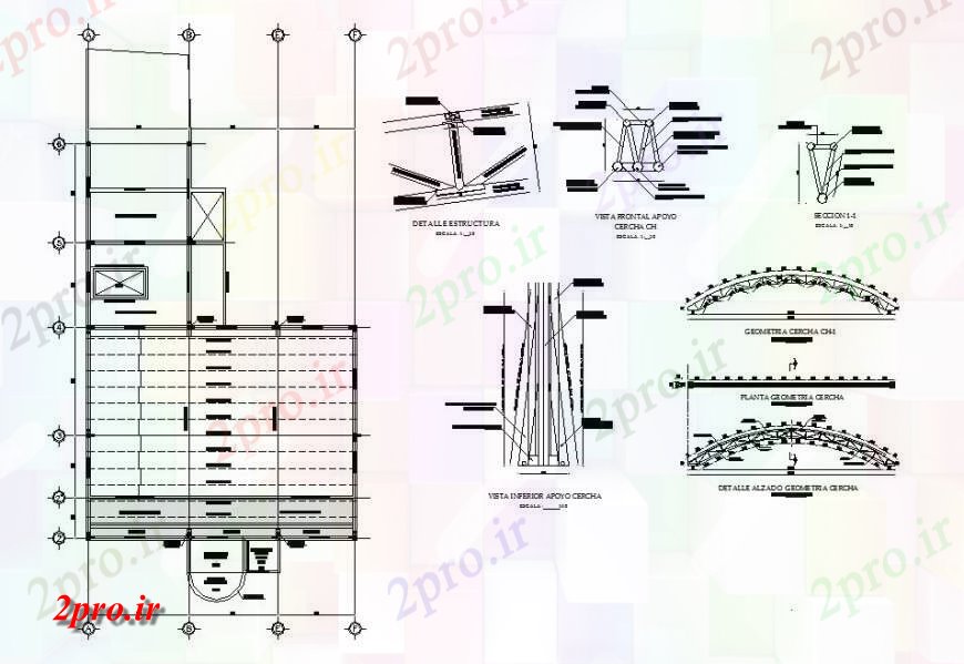 دانلود نقشه طراحی جزئیات ساختار سقف پوشش   بخش و  ساختار سازنده طراحی جزئیات (کد120062)