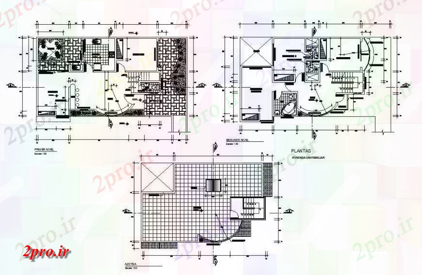 دانلود نقشه مسکونی ، ویلایی ، آپارتمان مربع مسکن برای اولین بار، طبقه و نقشه پوشش دوم 8 در 12 متر (کد120081)