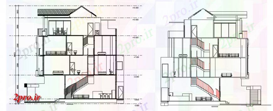 دانلود نقشه مسکونی ، ویلایی ، آپارتمان طراحی بخش از کوچک اما خانه کلاسیک طراحی 6 در 14 متر (کد120088)
