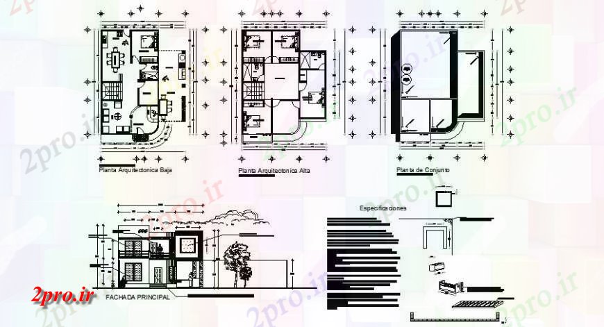 دانلود نقشه مسکونی ، ویلایی ، آپارتمان طرحی کار خانه های مسکونی و فرمت اتوکد نما 10 در 12 متر (کد120091)