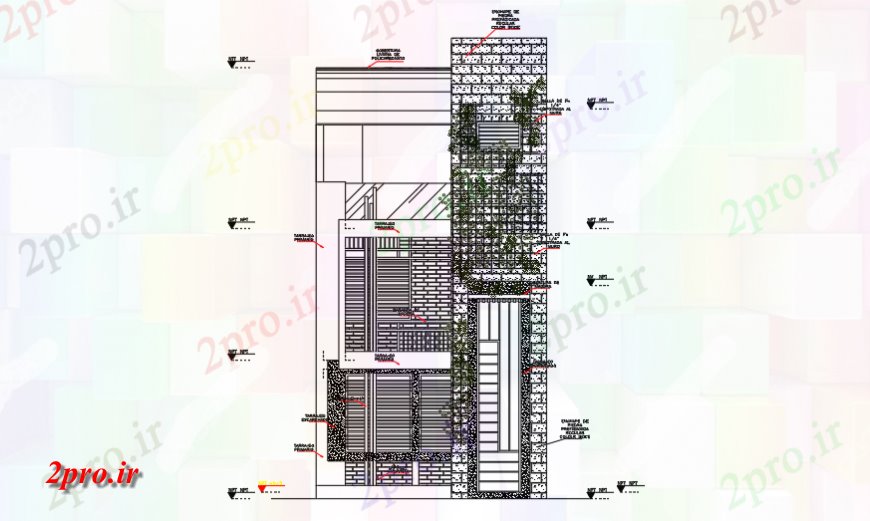دانلود نقشه مسکونی ، ویلایی ، آپارتمان نمای جلو اصلی طراحی نمای از خانواده تنها طراحی خانه 6 در 15 متر (کد120098)