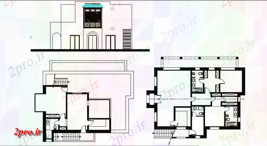 دانلود نقشه مسکونی  ، ویلایی ، آپارتمان  برنامه کاری آپارتمان   مسکونی و نما  (کد120121)