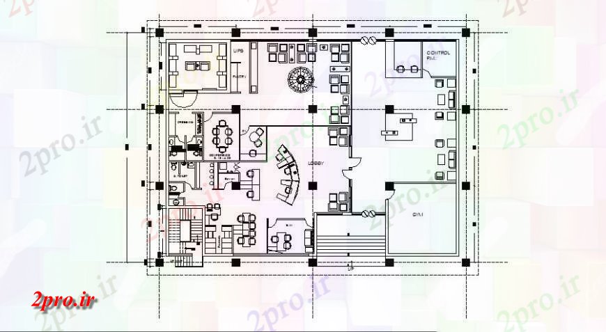 دانلود نقشه ساختمان اداری - تجاری - صنعتی برنامه کاری واحد ساختمان اداری 43 در 86 متر (کد120124)