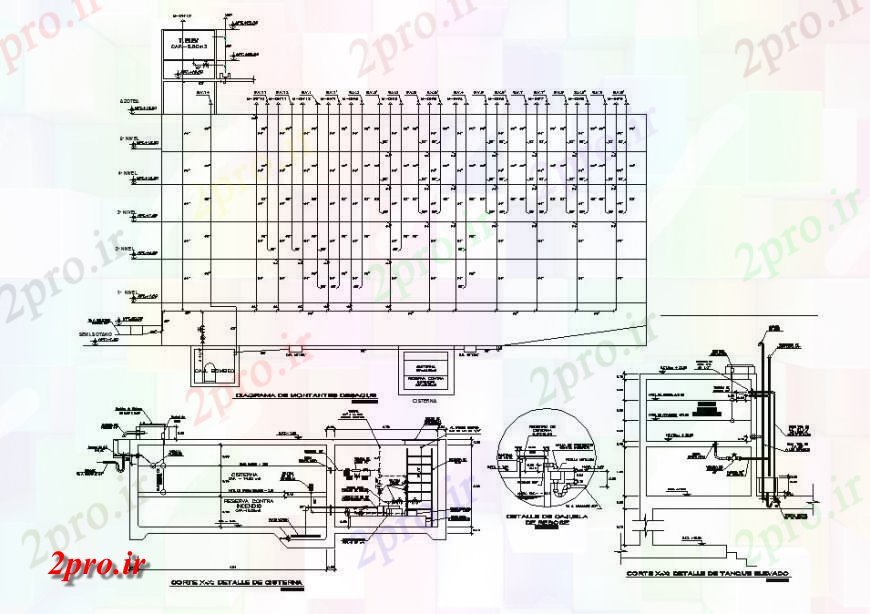 دانلود نقشه جزئیات لوله کشی سیستم و ساختار لوله کشی هیدرولیک جزئیات بهداشتی چند طبقه ساختمان (کد120128)